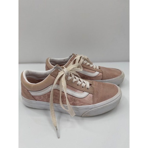 Vans Shoes - Vans Old Skool Pink Floral Embroidered Suede Canvas Sneakers Womens 6.5